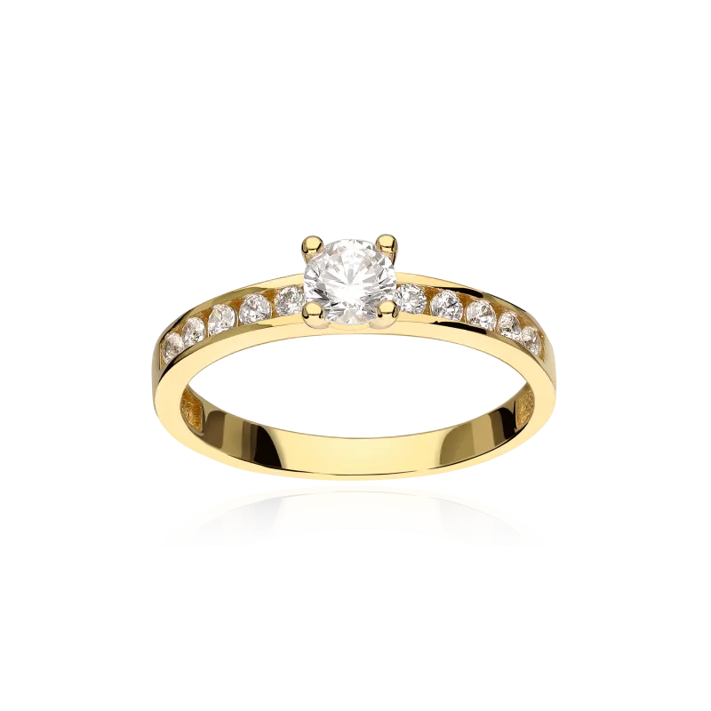 Anillo "Casino" Solitario Oro 18k y Circonitas