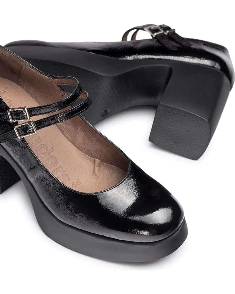 Bailarinas WONDERS  de Mujer MERCEDITA CON TACON H-4960 LADY  NEGRO