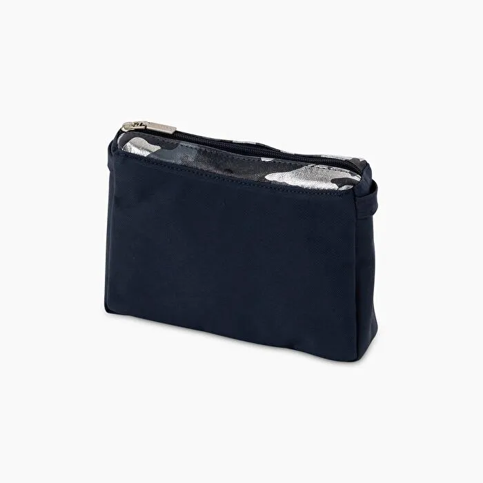 Bolsa interna switch tejido foursquare azul marino y plateado O bag glam