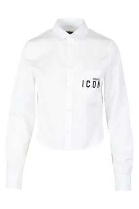 Camisa blanca corta con minilogo doble icon