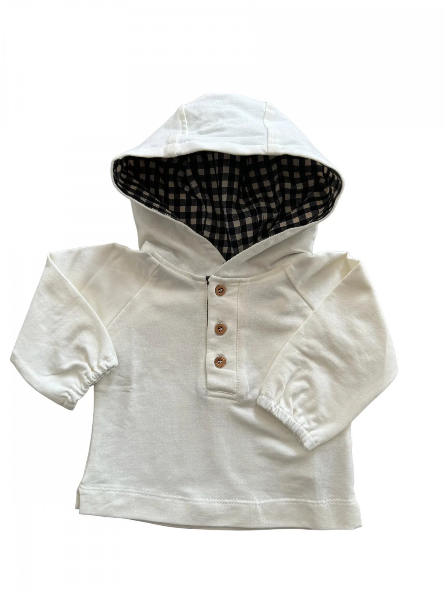Cocote beige cotton sweatshirt with black gingham check