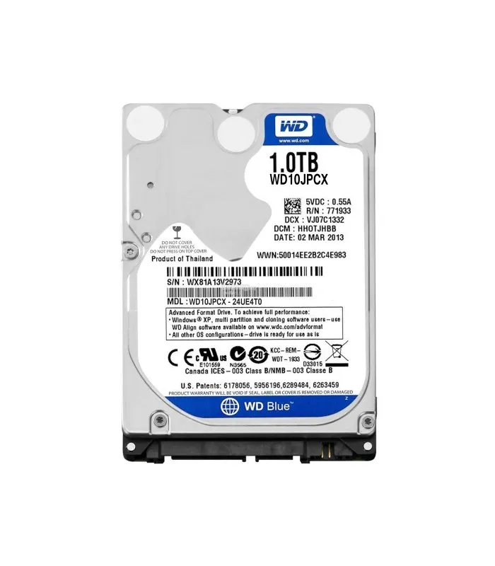 HDD WD BLUE 1TB 2.5" 9.5MM SATA III, 6GBIT/S, 5400RPM, 16MB WD10JPCX (DS)