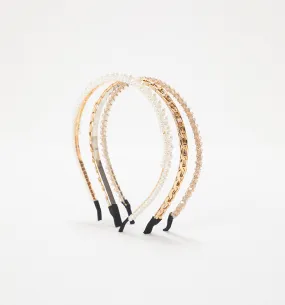 Set de diademas perlas .cadena y cristal unic combinado