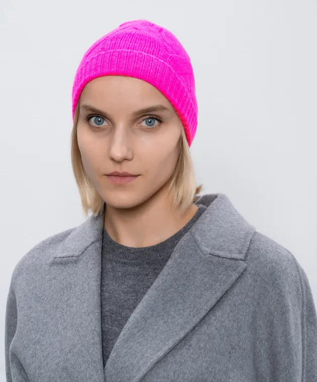 Solotre Pink hat made of wool and cashmere