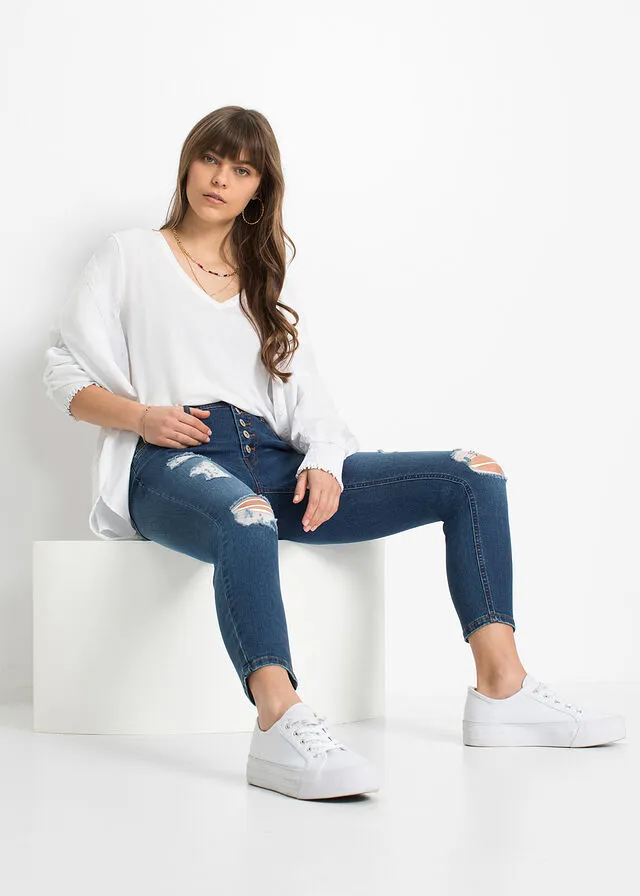 Vaqueros pitillo desgastados Denim