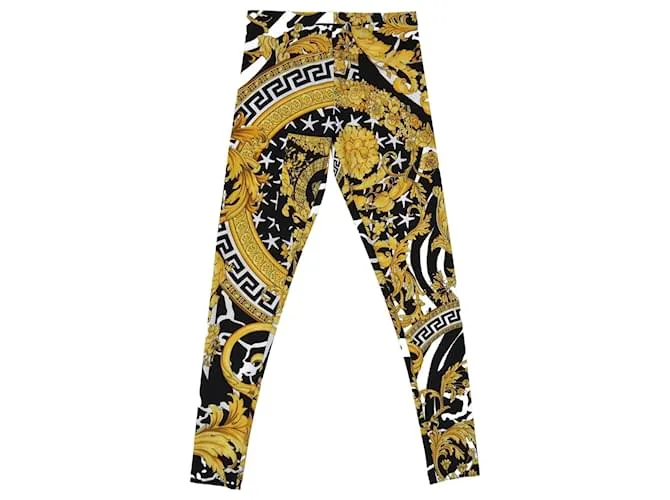Versace Pantalones pitillo con estampado tricolor Camello 