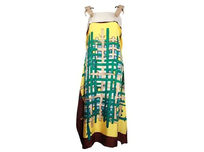 Vestido de seda con estampado colorido Tsumori Chisato - Tirantes de cocodrilo Multicolor 