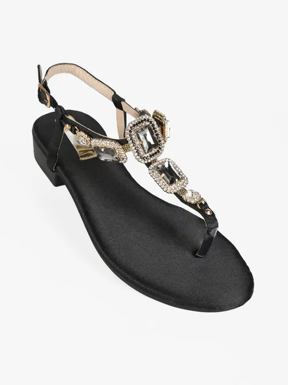Wellspring Sandalias de dedo de mujer con pedrería